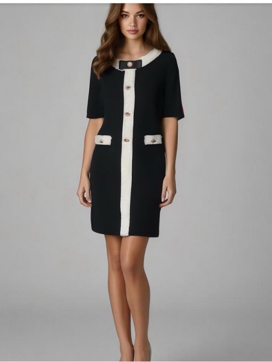 Rinascimento Dresses & Skirts - Rinascimento Black Mini Dress with Cream Trim